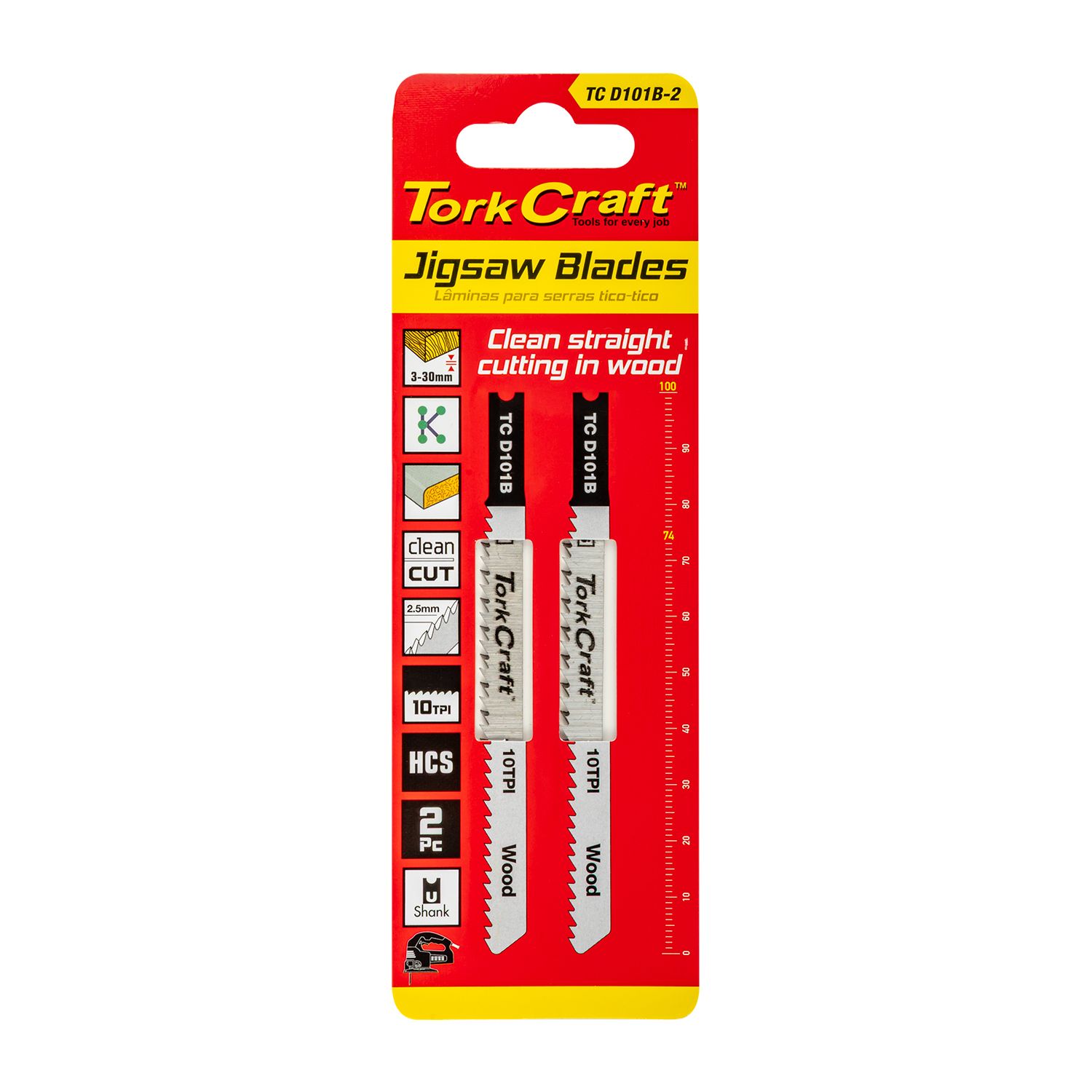 U-shank Jigsaw Blade 10tpi For Wood 2.5mm 2pc